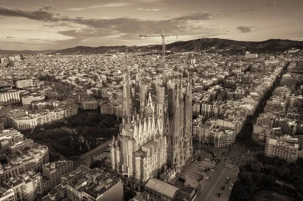 Sagrada Familia Flygfoto Över Basilikan Som Det Berömda Landmärket Barcelona — Stockfoto