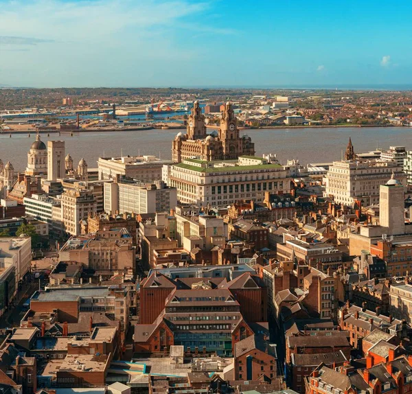 Vista Panorámica Del Horizonte Liverpool Con Edificios Inglaterra Reino Unido —  Fotos de Stock