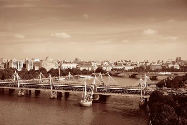 Widok Lotu Ptaka Londynu Eye Thames River — Zdjęcie stockowe