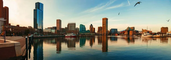 Baltimore Vista Distrito Porto Interno Com Edifícios Urbanos — Fotografia de Stock