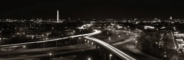 Washington Skyline Panorama Night Traffic Highway — Stock Photo, Image