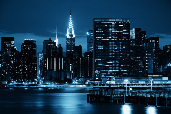 NEW YORK CITY, NY, USA - JUL 12: Chrysler Building at night on July 12, 2014 in Manhattan, New York City. It was designed by William Van Alena as Art Deco architecture and the famous landmark.