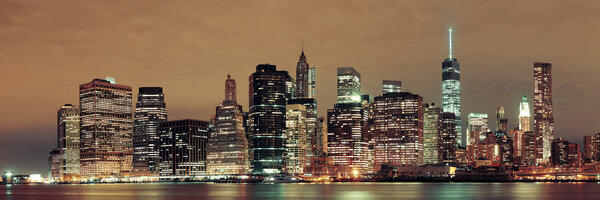 Manhattan Downtown architecture night view