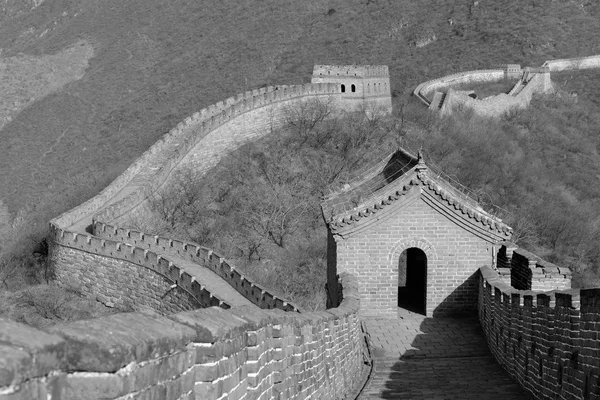 Grande Muraglia in bianco e nero — Foto Stock