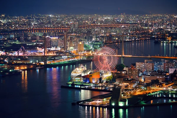 大阪夜景の屋上 — ストック写真