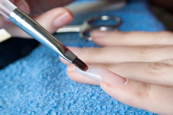 Proces van de opbouw van nagels Rechtenvrije Stockfoto's