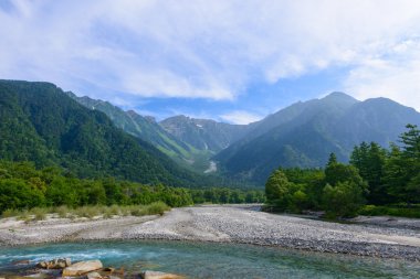 Azusa Nehri ve hotaka Dağları, kamikochi, nagano, Japonya