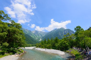 Azusa Nehri ve hotaka Dağları, kamikochi, nagano, Japonya
