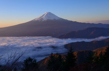 Lakeside Kawaguchi ve Mt.Fuji şafak