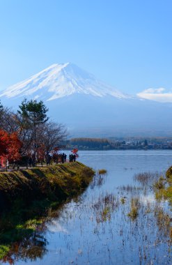 Mt.Fuji ve göl Kawaguchi Güz