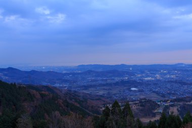 Yabitsu pass: Kanagawa, Japan alacakaranlıkta görünümden yatay