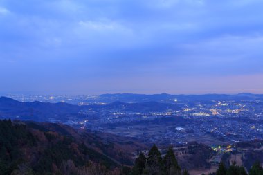 Yabitsu pass: Kanagawa, Japan alacakaranlıkta görünümden yatay