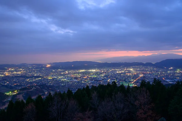 Vista del paisaje desde el paso de Yabitsu al atardecer en Kanagawa, Japón —  Fotos de Stock