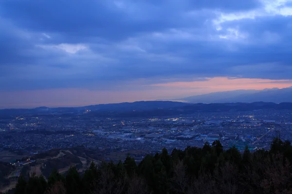 Vista del paisaje desde el paso de Yabitsu al atardecer en Kanagawa, Japón —  Fotos de Stock