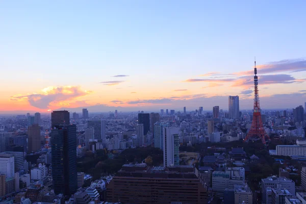 A cidade de Tóquio e Torre de Tóquio iluminação olímpica — Fotografia de Stock
