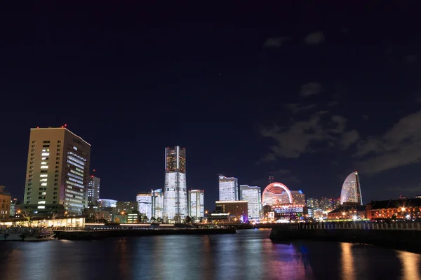Tüm Minatomirai, Yokohama binaları aydınlatma — Stok fotoğraf