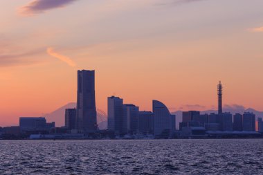 Skyscraper at Minatomirai, Yokohama at dusk clipart