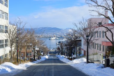 Hachimanzaka ve bağlantı noktası Hakodate Hakodate, Hokkaido şehrinde