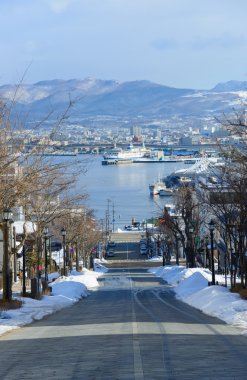 Hachimanzaka ve bağlantı noktası Hakodate Hakodate, Hokkaido şehrinde