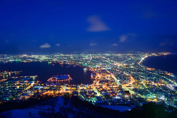 De stad van Hakodate in de schemering — Stockfoto