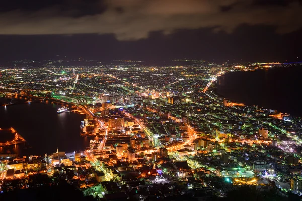 Byen Hakodate om natten - Stock-foto