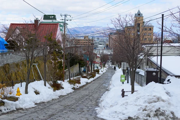 Paesaggio urbano del distretto di Motomachi a Hakodate, Hokkaido — Foto Stock