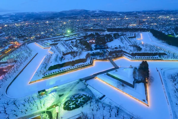 Goryokaku in der Abenddämmerung in hakodate, hokkaido — Stockfoto