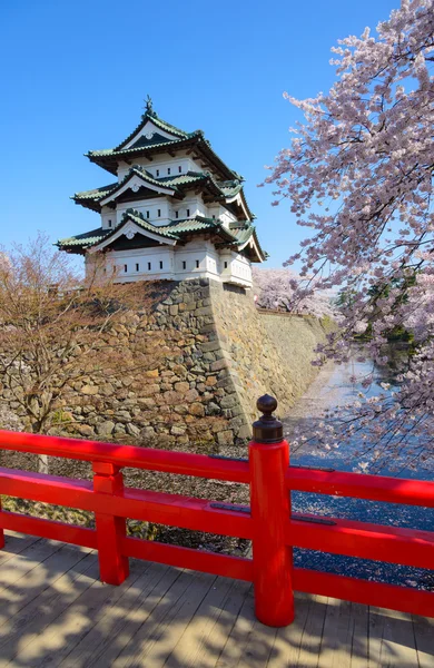 Cherry blossoms and Hirosaki Castle — Stock Photo, Image