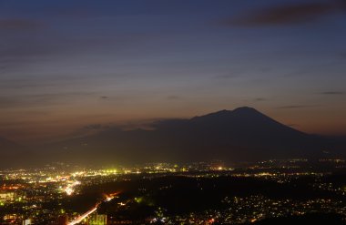 Morioka şehir alacakaranlık