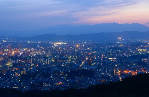 Stad van Morioka in de schemering — Stockfoto