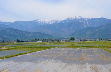 Manzara Matsumoto Havzası, Nagano, Japonya