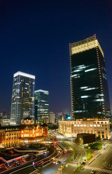 Nattbild av Tokyo Station — Stockfoto