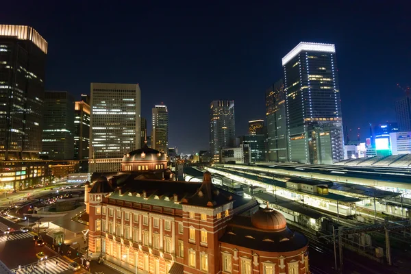 Noční scéna Tokio stanice — Stock fotografie