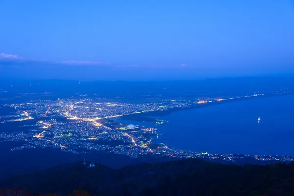 Escena nocturna de la ciudad de Mutsu — Foto de Stock