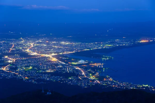 Escena nocturna de la ciudad de Mutsu — Foto de Stock