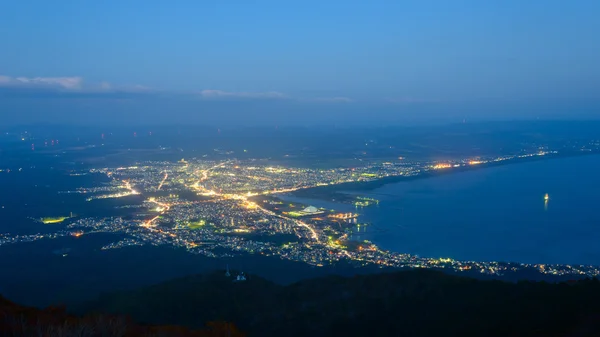 Nachtscène van Mutsu stad — Stockfoto