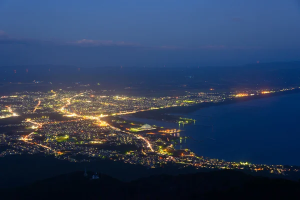 Escena nocturna de la ciudad de Mutsu — Foto de Stock