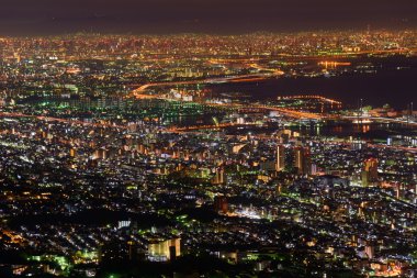 Osaka and Kobe at night, View from the Kukuseidai of Mt.Maya