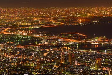 Osaka and Kobe at night, View from the Kukuseidai of Mt.Maya