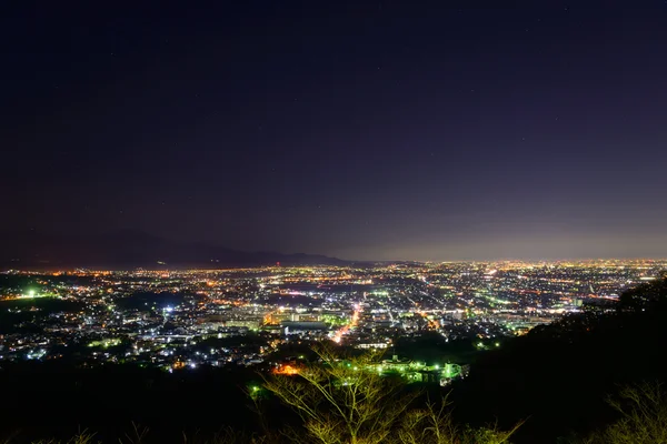 Night scene of cities of Atsugi and Ebina — Stock Photo, Image