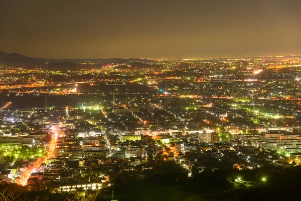 Nachtscène van steden Atsugi en Ebina — Stockfoto