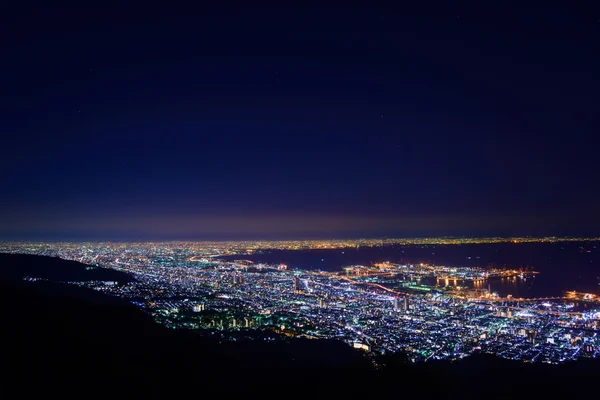 Osaka y Kobe en el crepúsculo, Vista desde el Kukuseidai del Monte Maya — Foto de Stock