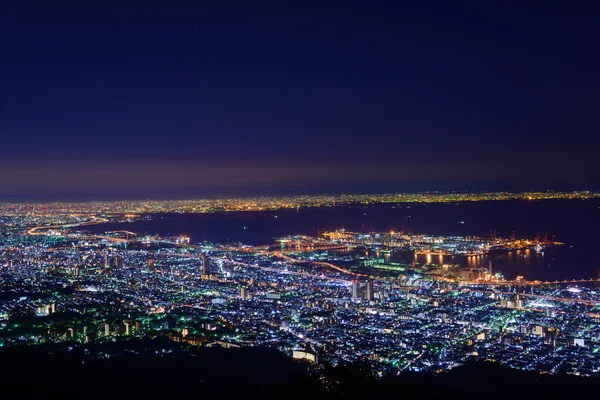 Osaka y Kobe en el crepúsculo, Vista desde el Kukuseidai del Monte Maya —  Fotos de Stock