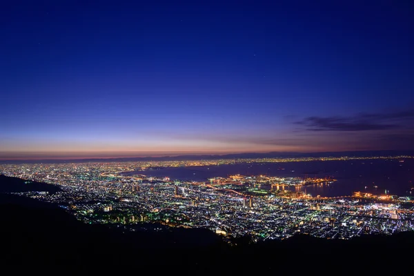 Osaka et Kobe au crépuscule, Vue du Kukuseidai du Mont Maya — Photo