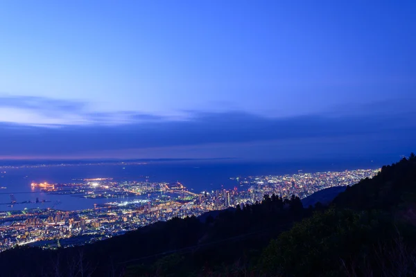 Kobe en el crepúsculo, Vista desde el Kukuseidai del Monte Maya —  Fotos de Stock