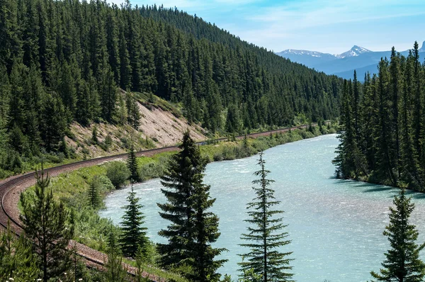 Bow River och HLR järnväg fodrar — Stockfoto