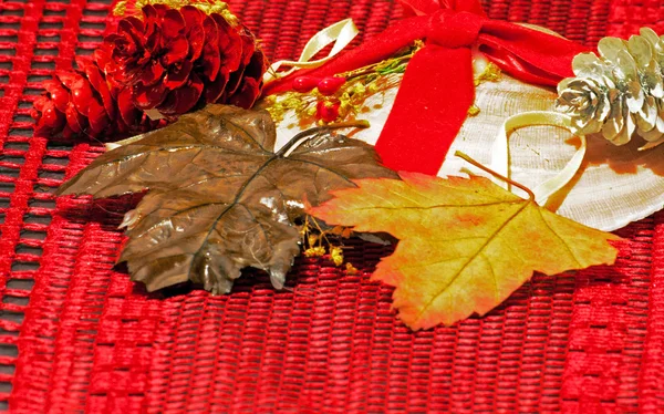 Seashell and leaves as Chritmas Decorations — Stock Photo, Image