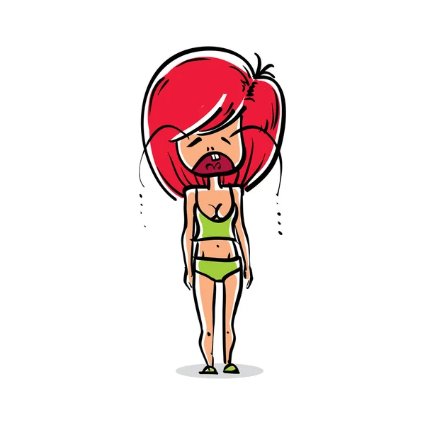 Retrato de mujer llorando triste — Vector de stock