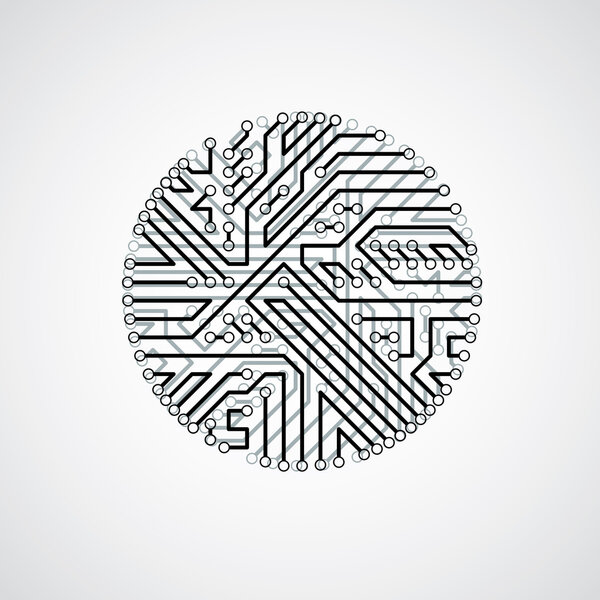 round monochrome circuit board