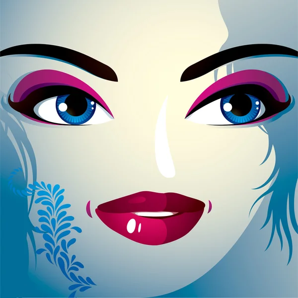Face makeup. Lips, eyes and eyebrows — Stock Vector